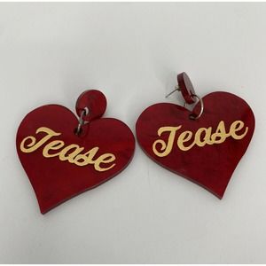 Acrylic “tease” Red and gold earrings